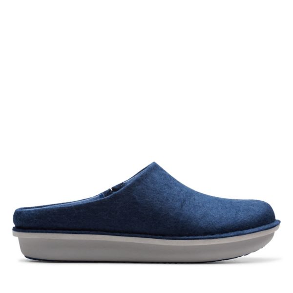 Clarks Mens Step Flow Clog Slippers Navy | USA-3708219
